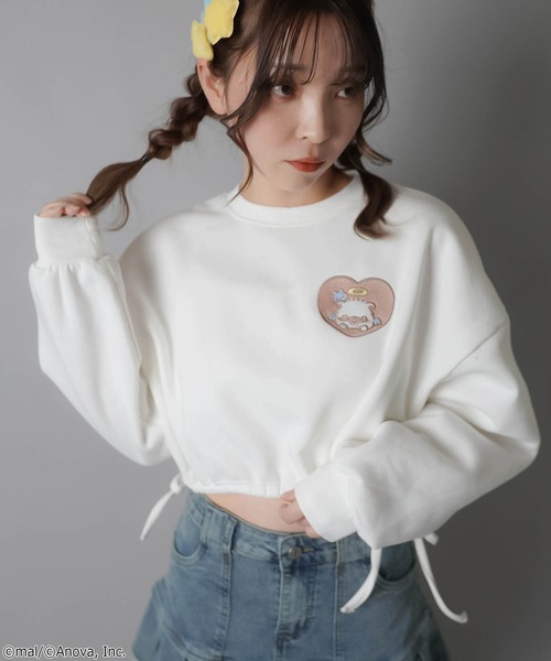 SPINNS（スピンズ）の「『ポメラニアンもち×SPINNS』リボンショートスウェット（スウェット・レディース・ホワイト/ピンク・ONESIZE）」の17枚目の写真