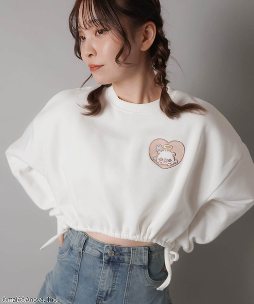 SPINNS（スピンズ）の「『ポメラニアンもち×SPINNS』リボンショートスウェット（スウェット・レディース・ホワイト/ピンク・ONESIZE）」の19枚目の写真