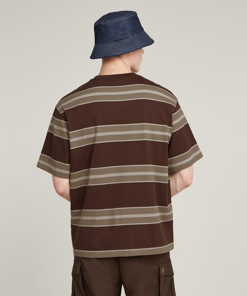 G-STAR(ジースター)の「STRIPE BOXY T-SHIRT/ボーダーストライプオーバーサイズTシャツ(Tシャツ/カットソー・メンズ・ブラウン系その他/ブルー系その他・LARGE/MEDIUM/SMALL/X-LARGE/X-SMALL)」の4枚目の写真