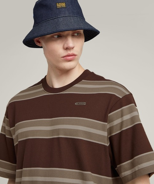 G-STAR(ジースター)の「STRIPE BOXY T-SHIRT/ボーダーストライプオーバーサイズTシャツ(Tシャツ/カットソー・メンズ・ブラウン系その他/ブルー系その他・LARGE/MEDIUM/SMALL/X-LARGE/X-SMALL)」の6枚目の写真