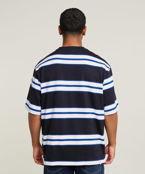 G-STAR(ジースター)の「STRIPE BOXY T-SHIRT/ボーダーストライプオーバーサイズTシャツ(Tシャツ/カットソー・メンズ・ブラウン系その他/ブルー系その他・LARGE/MEDIUM/SMALL/X-LARGE/X-SMALL)」の10枚目の写真