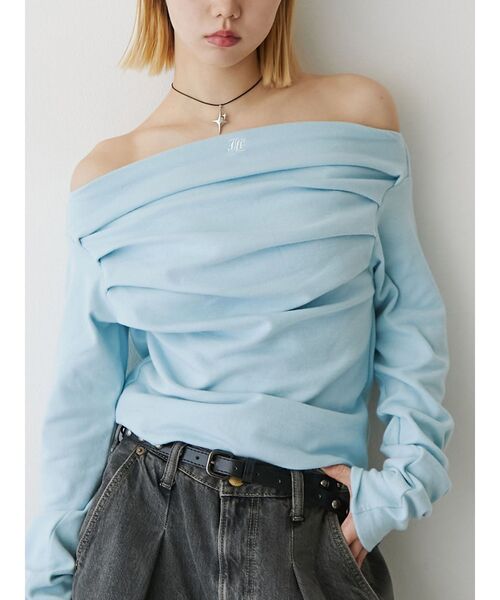 jouetie（ジュエティ）の「ドレープオフショルトップス（Tシャツ/カットソー・レディース・ブラック/オフホワイト/ブルー・MEDIUM）」の7枚目の写真