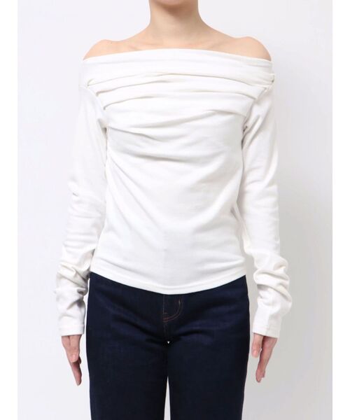 jouetie（ジュエティ）の「ドレープオフショルトップス（Tシャツ/カットソー・レディース・ブラック/オフホワイト/ブルー・MEDIUM）」の10枚目の写真