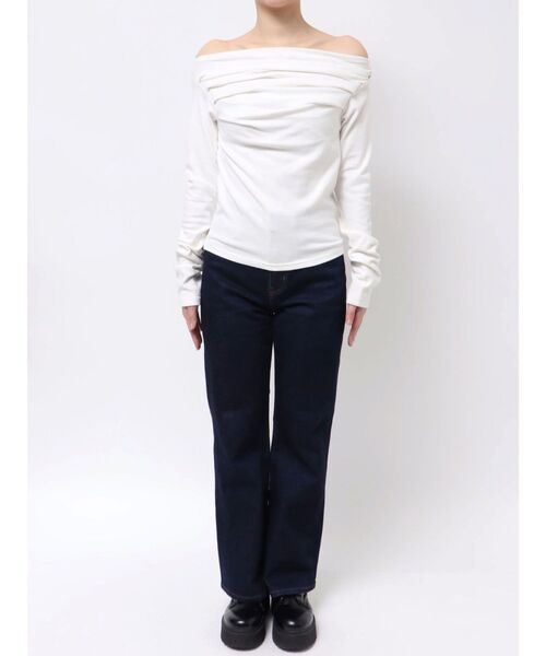 jouetie（ジュエティ）の「ドレープオフショルトップス（Tシャツ/カットソー・レディース・ブラック/オフホワイト/ブルー・MEDIUM）」の17枚目の写真