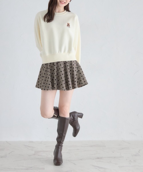 tocco closet(トッコ クローゼット)の「フラワーフロッキーミニスカパン(スカート・レディース・ブラウン/ブラック・M)」の9枚目の写真