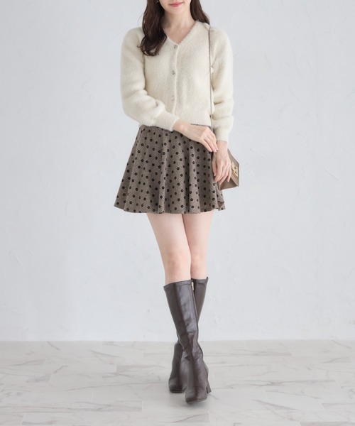 tocco closet(トッコ クローゼット)の「フラワーフロッキーミニスカパン(スカート・レディース・ブラウン/ブラック・M)」の7枚目の写真