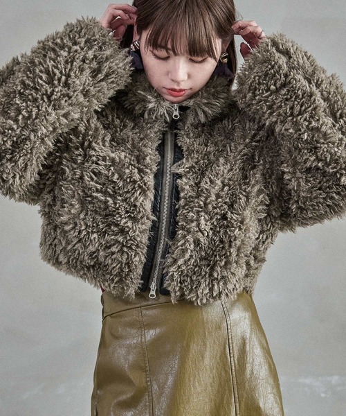 プードルボア Wzip クロップドブルゾン(ブルゾン)|Fashion Letter(ファッションレター)