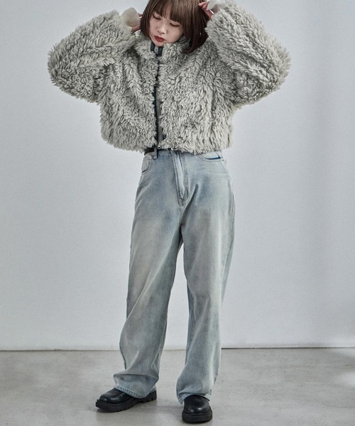 Fashion Letter(ファッションレター)の「プードルボア Wzip クロップドブルゾン(ブルゾン・レディース・グレイッシュベージュ/アイボリー/ブラウン/グレー・M)」の17枚目の写真