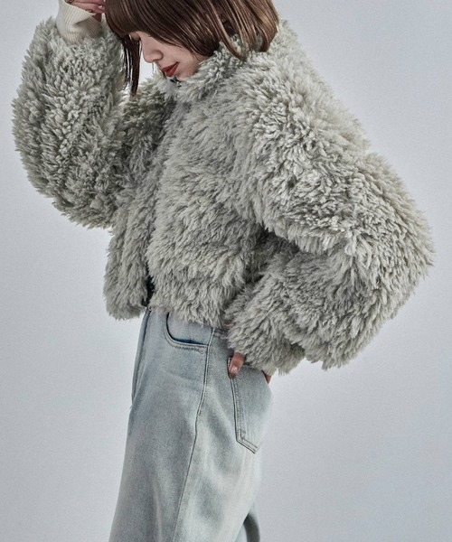Fashion Letter(ファッションレター)の「プードルボア Wzip クロップドブルゾン(ブルゾン・レディース・グレイッシュベージュ/アイボリー/ブラウン/グレー・M)」の21枚目の写真