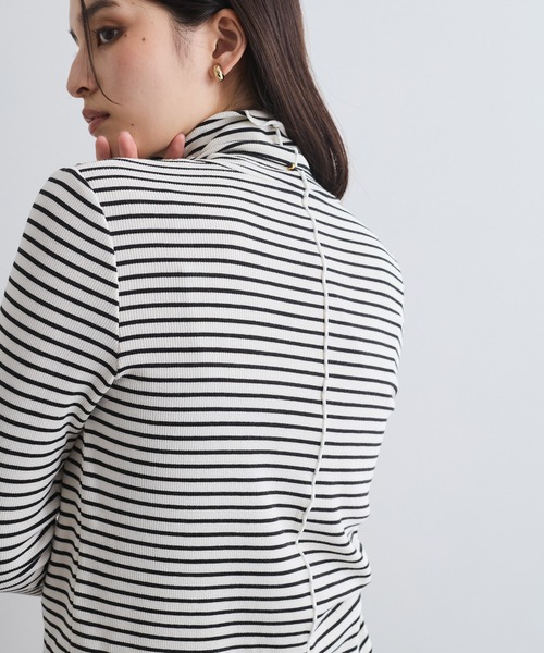 VIS(ビス)の「【静電気防止/洗える 】ハイネック裏起毛テレコカットソー(Tシャツ/カットソー・レディース・チャコールグレー/オフホワイト/ホワイト系その他/ピンク・FREE)」の6枚目の写真