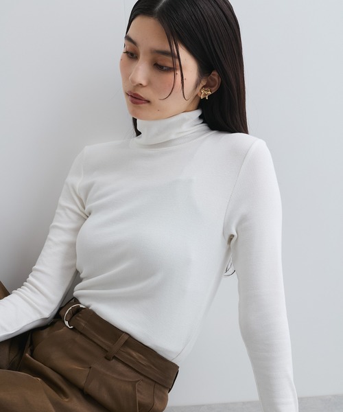 VIS(ビス)の「【静電気防止/洗える 】ハイネック裏起毛テレコカットソー(Tシャツ/カットソー・レディース・チャコールグレー/オフホワイト/ホワイト系その他/ピンク・FREE)」の13枚目の写真