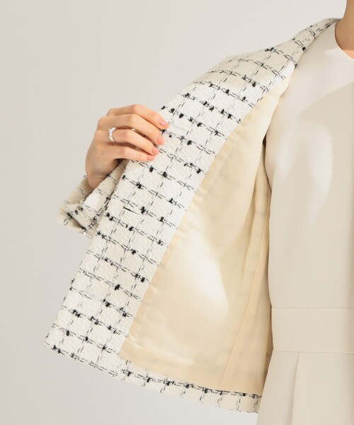 セレモニー・フォーマル】ツイード ノーカラー ジャケット＊（ノー