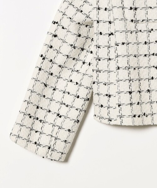 Demi-Luxe BEAMS（デミルクス ビームス）の「【セレモニー・フォーマル】ツイード ノーカラー ジャケット＊（ノーカラージャケット・レディース・オフホワイト/ブラック・38/36）」の14枚目の写真