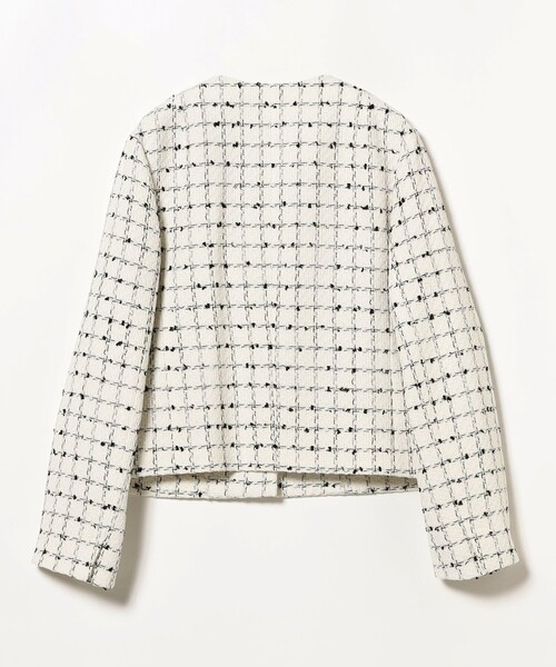 Demi-Luxe BEAMSセレモニー　ツイードノーカラージャケット新品タグ付 セレモニー・フォーマル】ツイード ノーカラー ジャケット＊（ノー