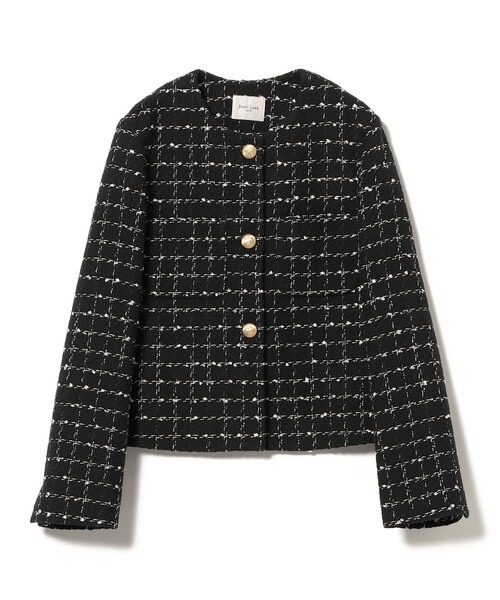 セレモニー・フォーマル】ツイード ノーカラー ジャケット＊（ノー