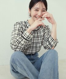 natural couture | フロッキーチェック長袖ブラウス(シャツ/ブラウス)