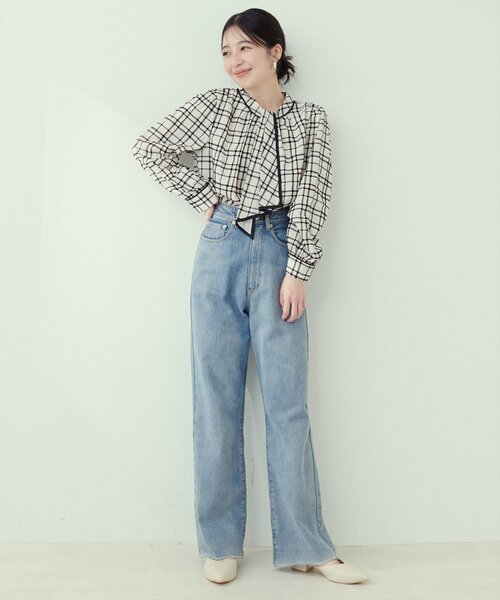 natural couture（ナチュラルクチュール）の「フロッキーチェック長袖ブラウス（シャツ/ブラウス・レディース・ホワイト系その他/ピンクベージュ/グレイッシュベージュ/ブラック系その他・FREE）」の15枚目の写真