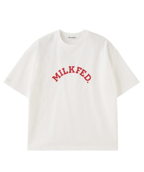 MILKFED.（ミルクフェド）の「ARCH LOGO WIDE S/S TEE（Tシャツ/カットソー・レディース・ブラック/ホワイト/ライトパープル・ONE SIZE）」の4枚目の写真