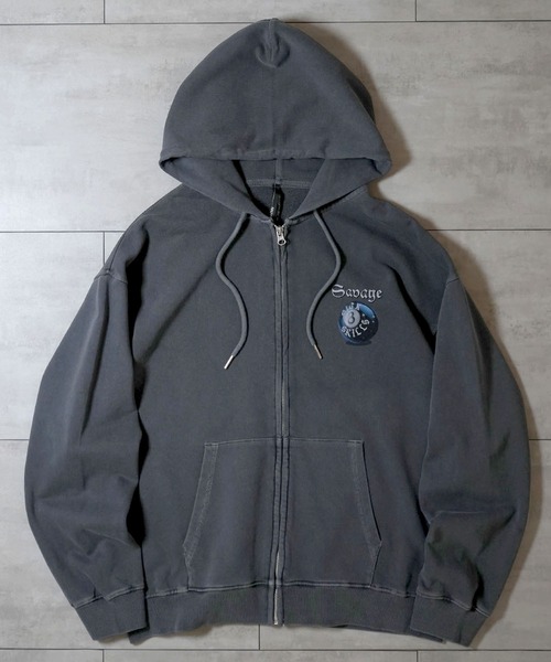 Starting Over（スターティングオーバー）の「pigment graphic embroidery zip hoodie ピグメント グラフィック 刺繍 裏毛 ジップ パーカー（パーカー・メンズ・チャコールグレー/ブラック系その他/ブラック/グレー系その他/ブラック系その他2/ブルー系その他2/ネイビー/ブルー系その他/グレー系その他2・M/L/XL）」の22枚目の写真