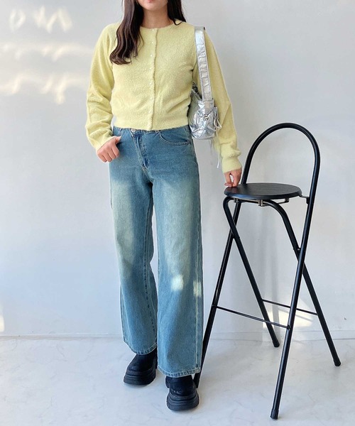 AS KNOW AS plus（アズノゥアズプラス）の「●パールボタン ラメフェザーショートカーディガン（カーディガン/ボレロ・レディース・レッド系/イエロー系/ネイビー系/グレー系・FREE）」の17枚目の写真