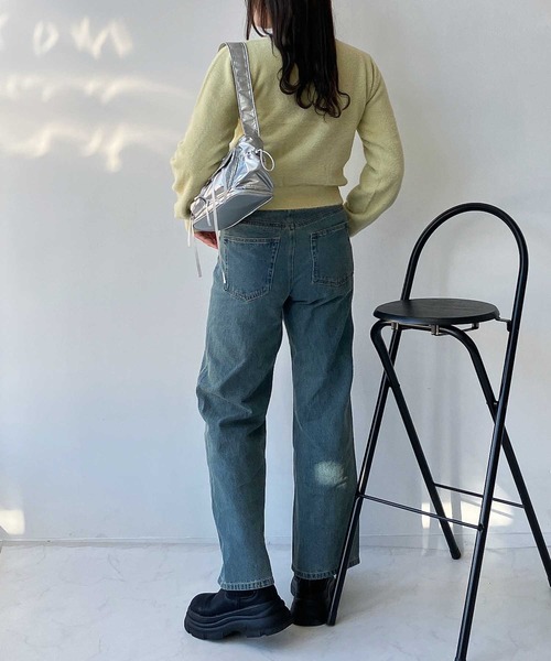 AS KNOW AS plus（アズノゥアズプラス）の「●パールボタン ラメフェザーショートカーディガン（カーディガン/ボレロ・レディース・レッド系/イエロー系/ネイビー系/グレー系・FREE）」の15枚目の写真