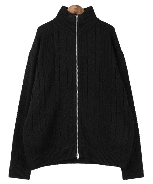 LUXSTYLE(ラグスタイル)の「アラン柄ダブルジップニットジャケット(カーディガン/ボレロ・メンズ・ブラック/ライトグレー・M/L)」の19枚目の写真