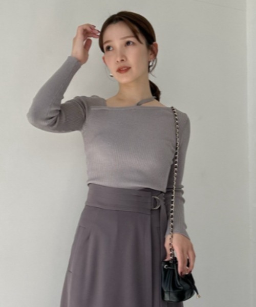 すぐ届く【SNIDEL】可愛い アシメトリー デザイン ニット セール】アシメトリーデザインニット（ニット/セーター