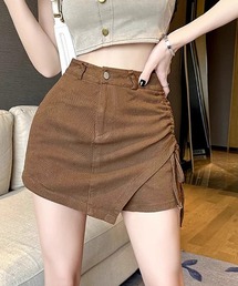 インナーパンツ付きサイドシャーリングアシンメトリースカート