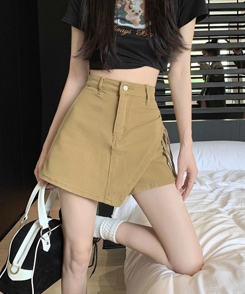 NANEA（ナネア）の「インナーパンツ付きサイドシャーリングアシンメトリースカート（スカート・レディース・ブルー/ブラック/ベージュ/ブラウン・SMALL/MEDIUM/LARGE/X-LARGE）」の7枚目の写真