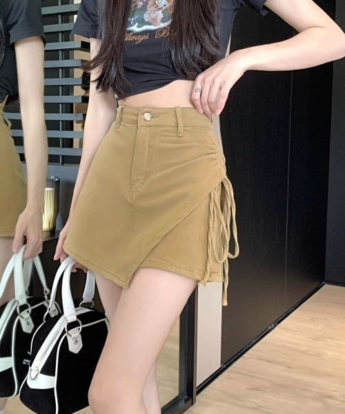NANEA（ナネア）の「インナーパンツ付きサイドシャーリングアシンメトリースカート（スカート・レディース・ブルー/ブラック/ベージュ/ブラウン・SMALL/MEDIUM/LARGE/X-LARGE）」の8枚目の写真