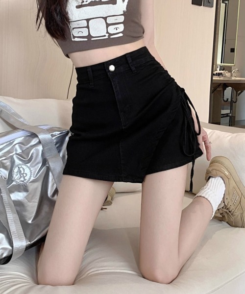 NANEA（ナネア）の「インナーパンツ付きサイドシャーリングアシンメトリースカート（スカート・レディース・ブルー/ブラック/ベージュ/ブラウン・SMALL/MEDIUM/LARGE/X-LARGE）」の14枚目の写真