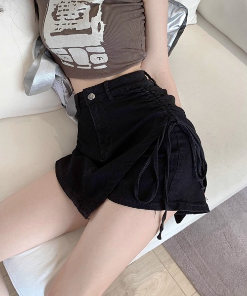 NANEA（ナネア）の「インナーパンツ付きサイドシャーリングアシンメトリースカート（スカート・レディース・ブルー/ブラック/ベージュ/ブラウン・SMALL/MEDIUM/LARGE/X-LARGE）」の16枚目の写真