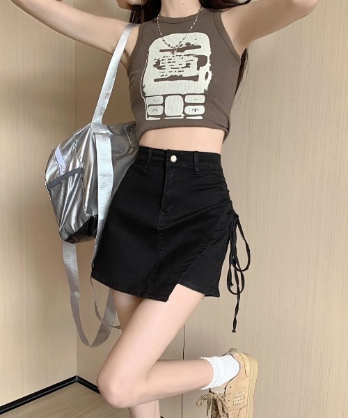 NANEA（ナネア）の「インナーパンツ付きサイドシャーリングアシンメトリースカート（スカート・レディース・ブルー/ブラック/ベージュ/ブラウン・SMALL/MEDIUM/LARGE/X-LARGE）」の17枚目の写真