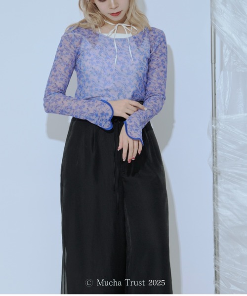 Ezick（エジック）の「【Ezick×MUCHA】シアートップス（Tシャツ/カットソー・レディース・ブルー/ベージュ/ブラウン/グリーン・FREE）」の7枚目の写真