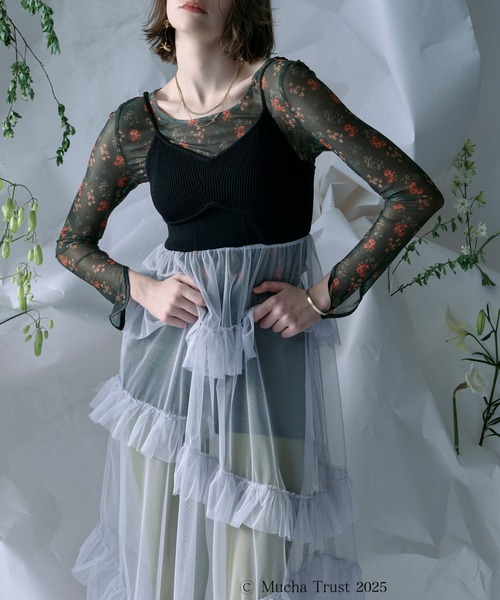 Ezick（エジック）の「【Ezick×MUCHA】シアートップス（Tシャツ/カットソー・レディース・ブルー/ベージュ/ブラウン/グリーン・FREE）」の21枚目の写真