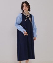 ♥未使用♥タグ付♥極美品♥【OPAQUE.CLIP NAVY】38 ネイビー ◇ティアードフリルワンピース【OPAQUE．CLIP NAVY/WEB限定