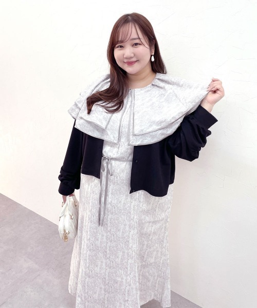 marun(マルン)の「<大きいサイズ>パイピングケープデザインワンピース marun(ワンピース・レディース・ピンク/ブルー/グレー・L/LL/3L/4L/5L)」の6枚目の写真