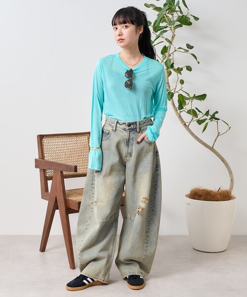 sサイズ　baserange ロングスリーブTシャツ　くすみブルー BASERANGE（ベースレンジ）の「【BASERANGE/ベースレンジ】LONG