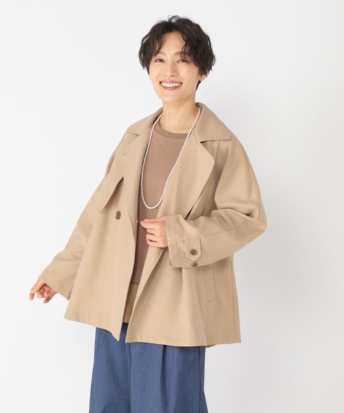 studio CLIP(スタディオクリップ)の「《ウタオ》ショートトレンチディテールコート(トレンチコート・レディース・ブルー/ベージュ・FREE)」の2枚目の写真