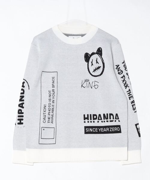 HIPANDA(ハイパンダ)の「(HIPANDA ハイパンダ) 男女兼用 HIIPANDA グラフィティ ロゴ ニット(ニット/セーター・メンズ・ブラック/ホワイト・MEDIUM/XX-LARGE/X-LARGE/LARGE/SMALL)」の2枚目の写真