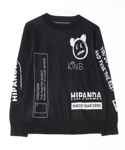 HIPANDA(ハイパンダ)の「(HIPANDA ハイパンダ) 男女兼用 HIIPANDA グラフィティ ロゴ ニット(ニット/セーター・メンズ・ブラック/ホワイト・MEDIUM/XX-LARGE/X-LARGE/LARGE/SMALL)」の1枚目の写真