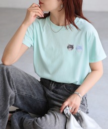 ネコ刺繍半袖Tシャツ