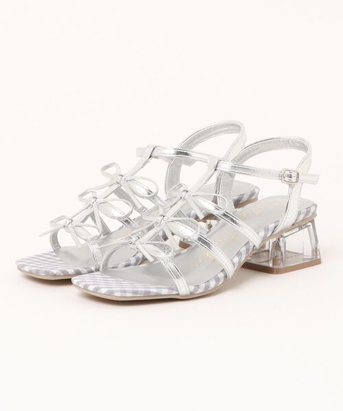 Bridget Birkin（ブリジットバーキン）の「【Bridget Birkin】ギンガムチェックリボンサンダル(552010)（サンダル・レディース・アイボリー/ブラック/シルバー・M/LL/L/S）」の5枚目の写真