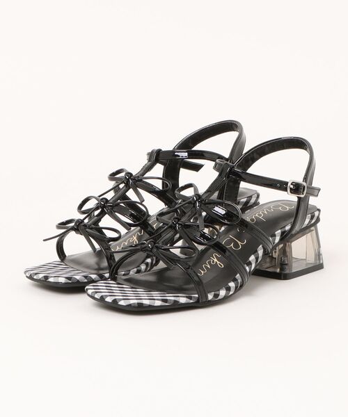 Bridget Birkin（ブリジットバーキン）の「【Bridget Birkin】ギンガムチェックリボンサンダル(552010)（サンダル・レディース・アイボリー/ブラック/シルバー・M/LL/L/S）」の4枚目の写真