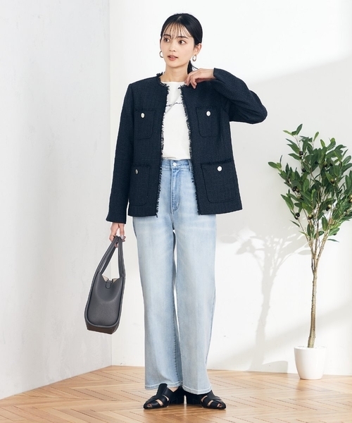 a.v.v(アーヴェヴェ)の「デニムストレートパンツ(デニムパンツ・レディース・ブルー/ダークインディゴブルー/ライトグレー・36/34/40/38/42)」の6枚目の写真