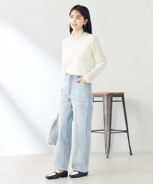 a.v.v(アーヴェヴェ)の「デニムストレートパンツ(デニムパンツ・レディース・ブルー/ダークインディゴブルー/ライトグレー・36/34/40/38/42)」の11枚目の写真