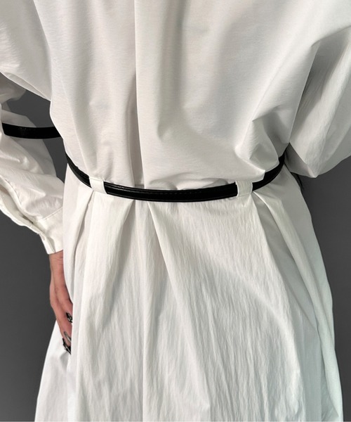 LVEU.（ラブユ.）の「【LVEU.】ベルト付きシャツワンピース / ワンピース ワンピ シャツワンピ ベルト付 フレア ロング ワッシャー ブラック ホワイト 韓国 韓国ファッション ZOZOTOWN限定（シャツワンピース・レディース・ホワイト/ブラック・FREE）」の12枚目の写真