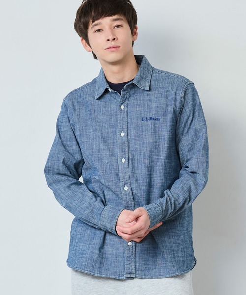 L.L.Bean（エルエルビーン）の「コンフォート・ストレッチ・シャンブレー・シャツ、長袖 ジャパン・フィット（シャツ/ブラウス・メンズ・ホワイト/ダークインディゴブルー/インディゴブルー・X-LARGE/LARGE/MEDIUM）」の9枚目の写真
