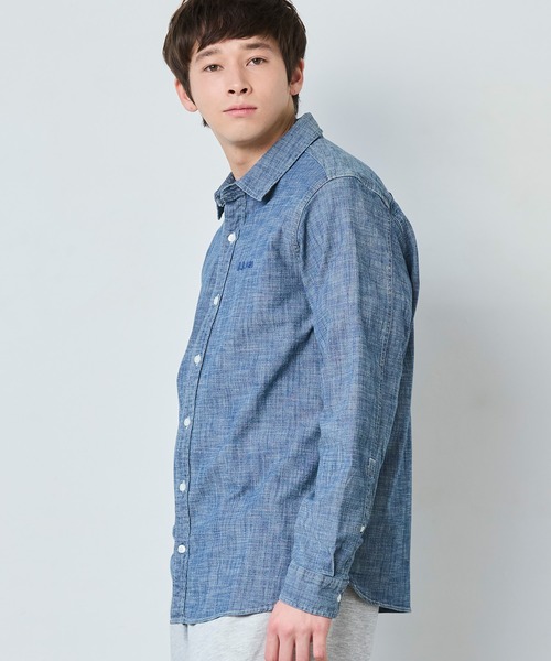 L.L.Bean（エルエルビーン）の「コンフォート・ストレッチ・シャンブレー・シャツ、長袖 ジャパン・フィット（シャツ/ブラウス・メンズ・ホワイト/ダークインディゴブルー/インディゴブルー・X-LARGE/LARGE/MEDIUM）」の13枚目の写真