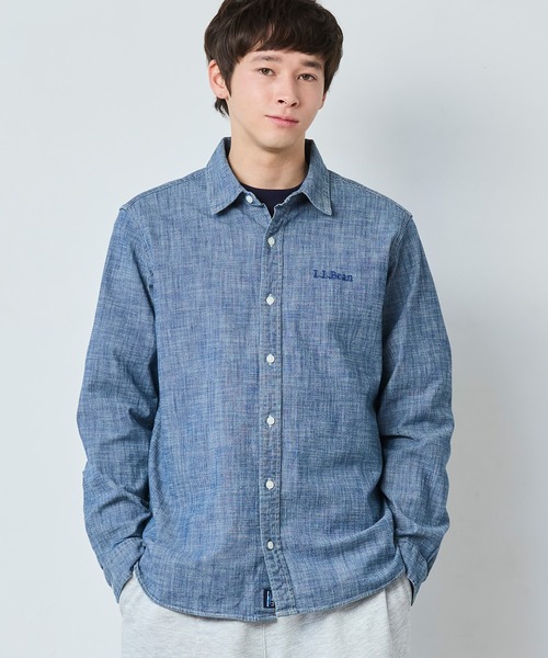 L.L.Bean（エルエルビーン）の「コンフォート・ストレッチ・シャンブレー・シャツ、長袖 ジャパン・フィット（シャツ/ブラウス・メンズ・ホワイト/ダークインディゴブルー/インディゴブルー・X-LARGE/LARGE/MEDIUM）」の12枚目の写真